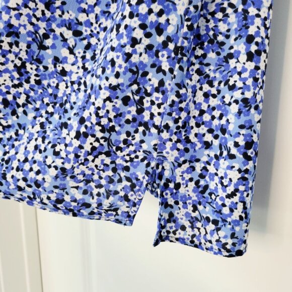 Michael Kors Blouse Blue Patterned Ruffle M - Picture 3 of 8